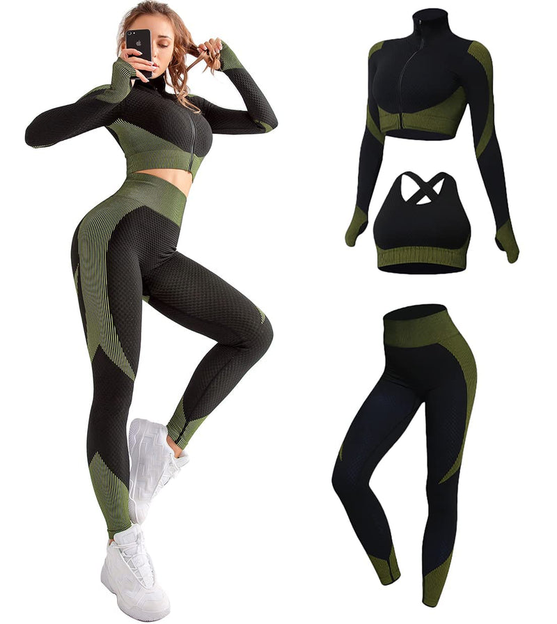 Women's 2/3Pcs Seamless Workout Outfits Sets - Fitness Clothes Online 