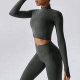 Women's Zip Yoga Jacket - Running, Workout Quick Dry Push Up Top