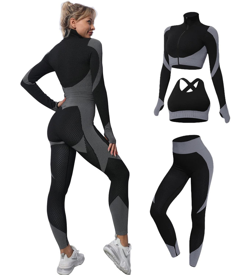 Women's 2/3Pcs Seamless Workout Outfits Sets - Fitness Clothes Online 